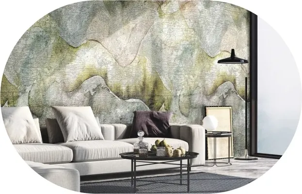 Abstract green industrial mural